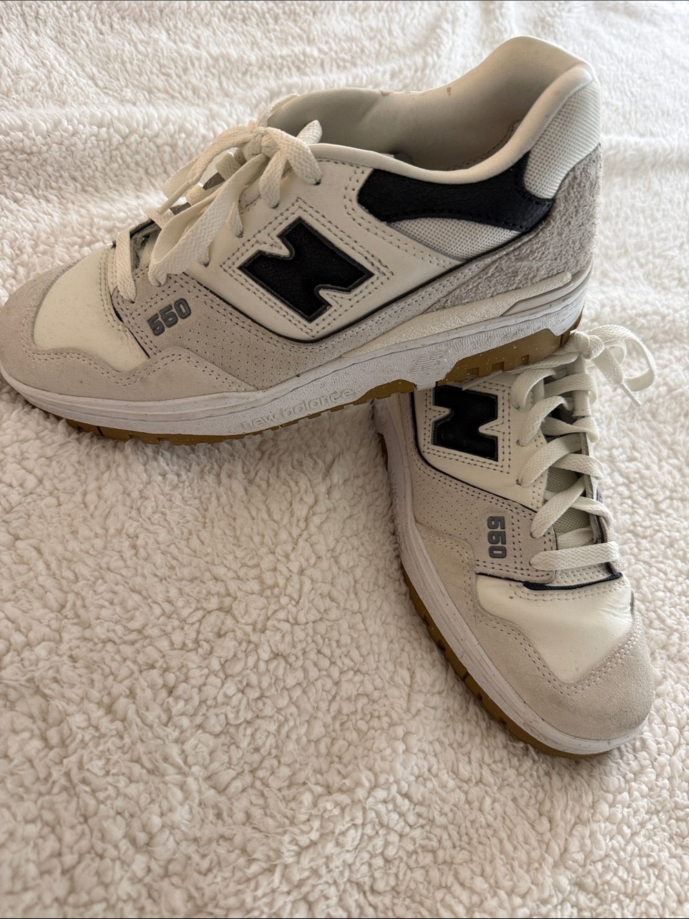 New Balance 550 White Gray Black Athletic Sneakers